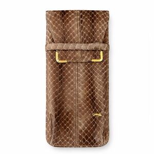 Judith Leiber Tan Snakeskin Sunglasses Case with Gold Detail – Authentic